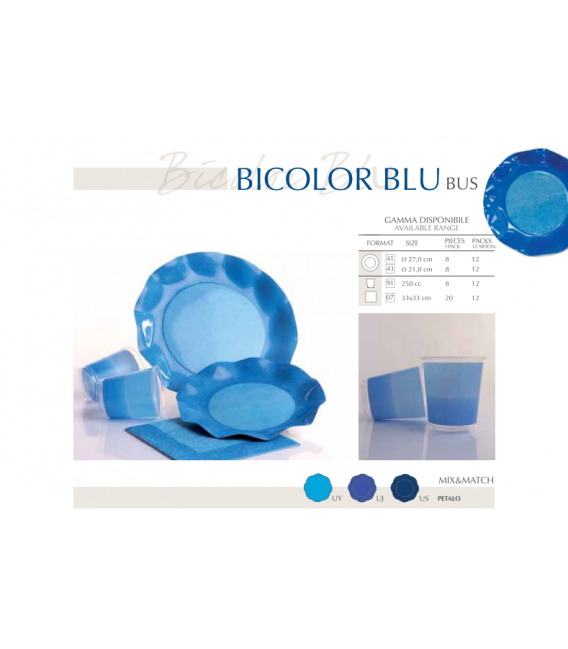 Bicchieri di Plastica PPL Bicolore Turchese - Blu Cobalto 250 cc 3 confezioni