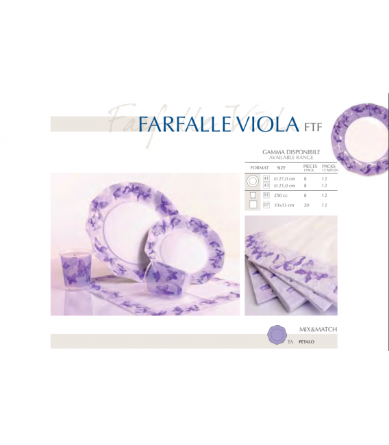 Bicchieri di Plastica PPL Farfalla Viola 250 cc 3 confezioni