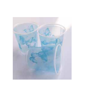 Bicchieri di Plastica PPL Farfalla Turchese 250 cc 3 confezioni