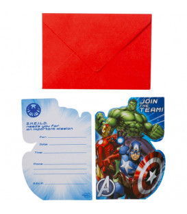 Inviti AVENGERS 14 x 8 cm 8 Pz Disney