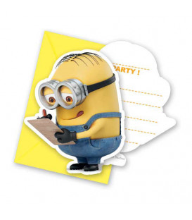 Inviti MINIONS LOVELY 14 x 8,5 cm 6 Biglietti 6 Buste