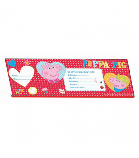 Biglietti Inviti PEPPA PIG 20 x 7,5 cm 20 Pz