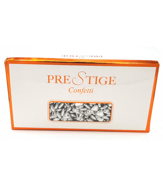 Scatola Confetti Prestige mandorla Cuoricini Argento 1Kg