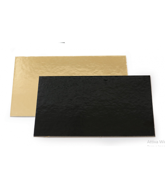 Sottotorta - Vassoio Rettangolare Double Face Oro - Nero H 3 mm 1 pz