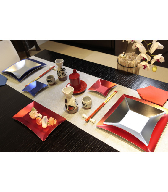Piatti Piani di Carta Quadrati Piccoli Rosso opaco Wasabi 19 x 19 cm