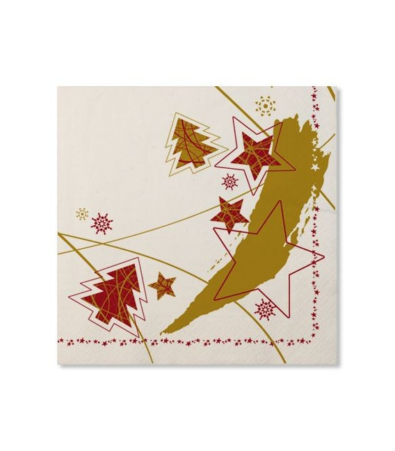 Tovaglioli Stella Rossa - Stella Oro 33 x 33 cm