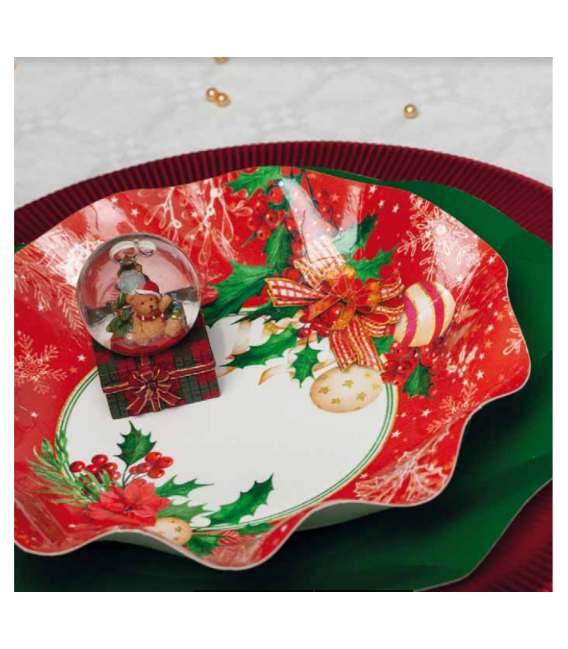 Piatti Fondi di Carta Compostabili Christmas Decoration 24 cm