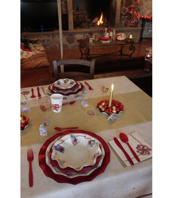 Piatti Piani di Carta a Petalo Natale Greetings 24 cm