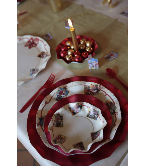 Piatti Piani di Carta a Petalo Natale Greetings 24 cm