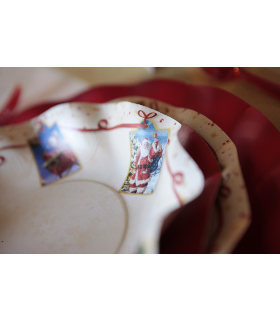 Piatti Fondi di Carta a Petalo Natale Greetings 18,5 cm