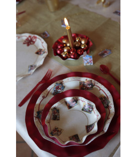 Piatti Fondi di Carta a Petalo Natale Greetings 18,5 cm
