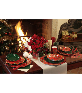 Piatti Piani di Carta a Petalo Natale Poinsettia 27 cm
