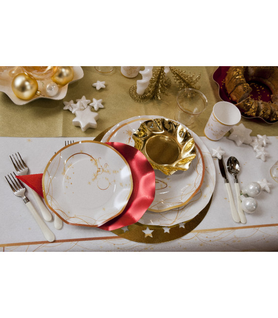 Piatti Piani di Carta a Petalo Natale Golden Christmas 32,4 cm
