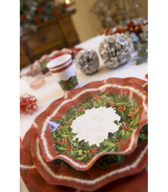 Piatti Piani di Carta a Petalo Natale Ambience 27 cm