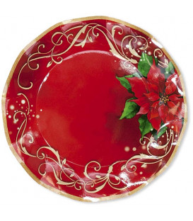 Piatti Piani di Carta a Petalo Natale Poinsettia 21 cm
