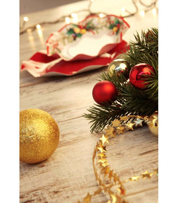 Piatti Piani di Carta a Petalo Natale Jingle Bells 24 cm