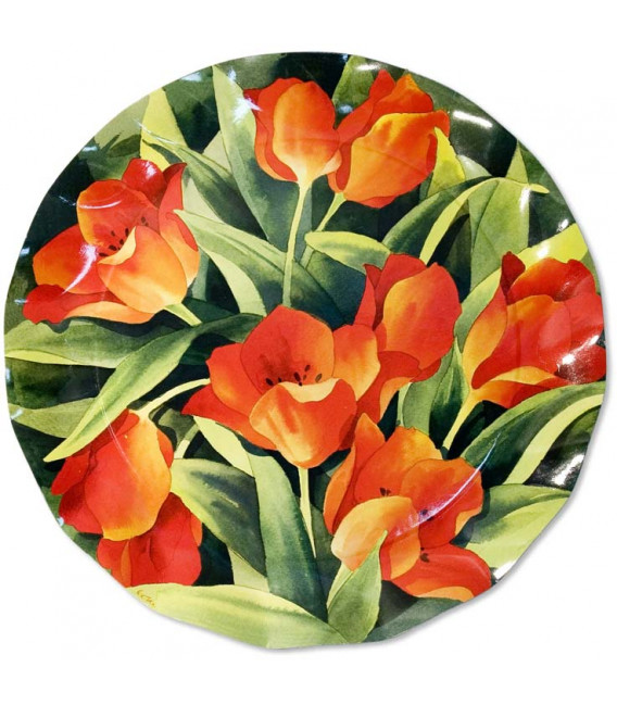 Piatti Piani di Carta a Petalo Tulipani Colorati 32,4 cm