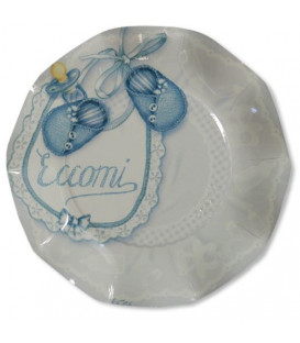 Piatti Piani di Carta a Petalo Eccomi Celeste 27 cm 2 confezioni