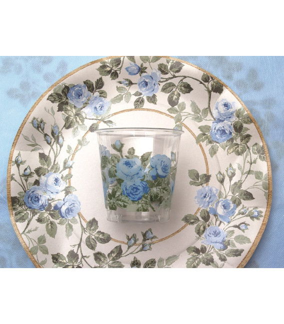 Piatti Fondi di Carta a Petalo Eden Blu 18,5 cm