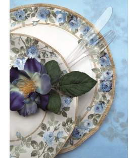 Piatti Fondi di Carta a Petalo Eden Blu 18,5 cm