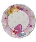 Piatti Piani di Carta Primo Compleanno Rosa 27 cm 2 confezioni