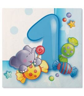 Tovaglioli Primo Compleanno Celeste 33 x 33 cm 3 confezioni