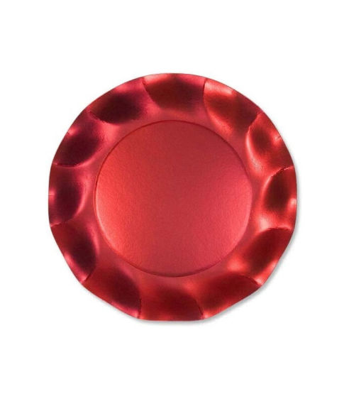 Piatti Piani di Carta a Petalo Rosso Satinato Metallizzato