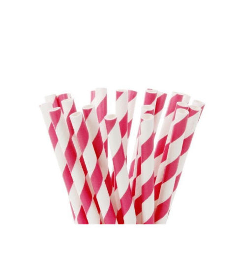 House of Marie Cake Pops Straws Stripes Fucsia Rink 20 Pz